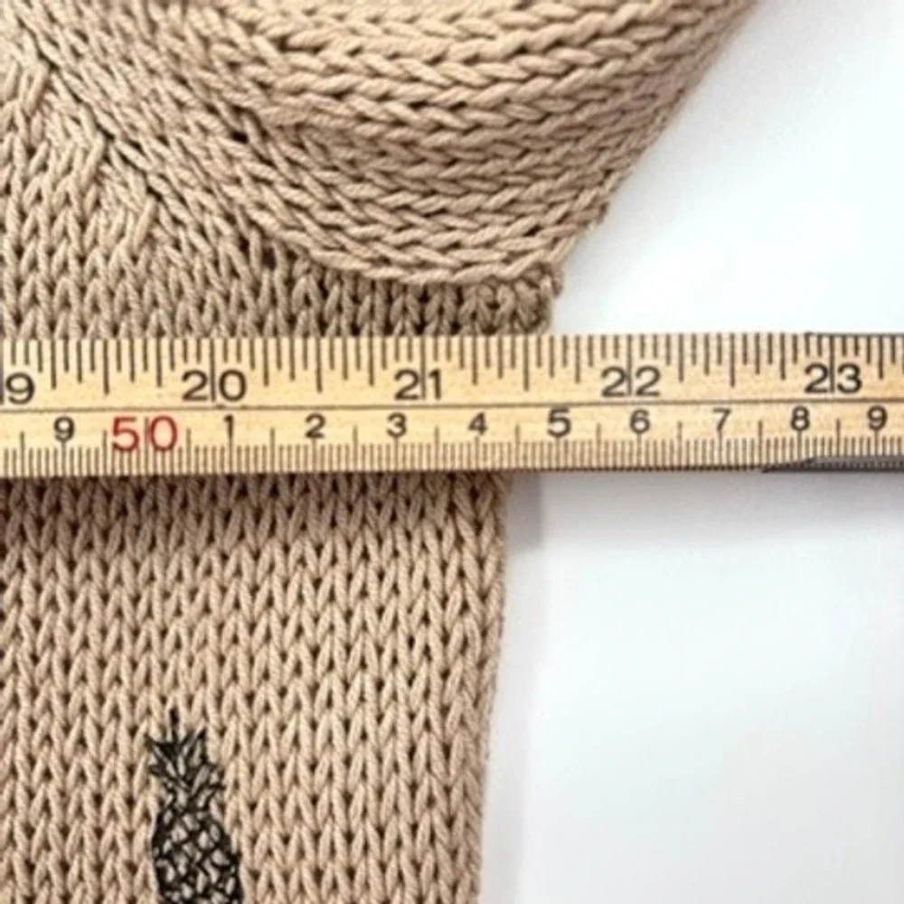 Wooden‎ Ships Pullover Sweater Open Knit Pineapple Lightweight Tan Cotton M/L